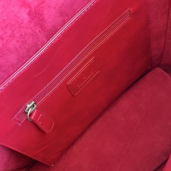 Red leather-look tote bag - Picture 4 of 10